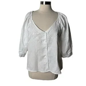 (取寄) サンクチュアリ レディース フォールン ブルームス リネン ブラウザ Sanctuary women Fallen Blooms Linen Blouse White Sanctuary | Tops | Sanctuary Fallen Blooms Linen Blend White